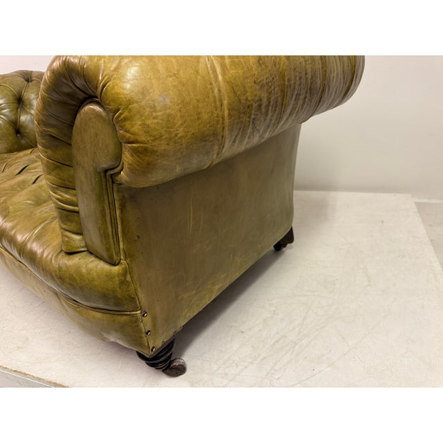 Antique Chesterfield Sofa in Patinated Leather, 1890s For Sale - Image 9 of 16