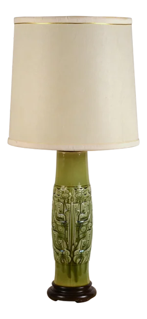 Mayan Inspired Ceramic Lamp With Original Shade