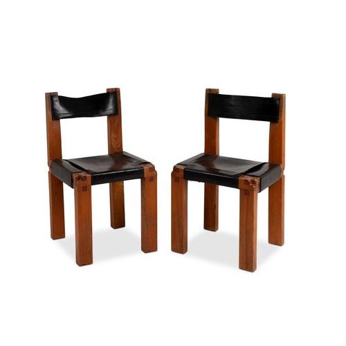 Wood S11 Chairs in Elm and Leather by Pierre Chapo, 1960s, Set of 8 For Sale - Image 7 of 17