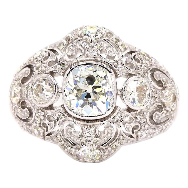 Early 20th Century 2.05 Carat Round Brilliant Cut Diamond Gold Ring, Size 6.5 For Sale