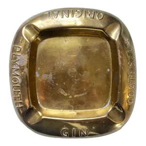 Antique Gold Brass Advertisement Ashtray - Coates & Co. Gin 1900s