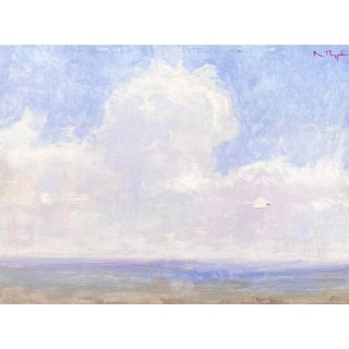 Distant Storm by Riley Doyle | Oil on Panel Landscape with clouds and distant horizon For Sale