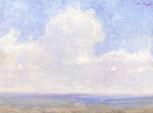 Distant Storm by Riley Doyle | Oil on Panel Landscape with clouds and distant horizon