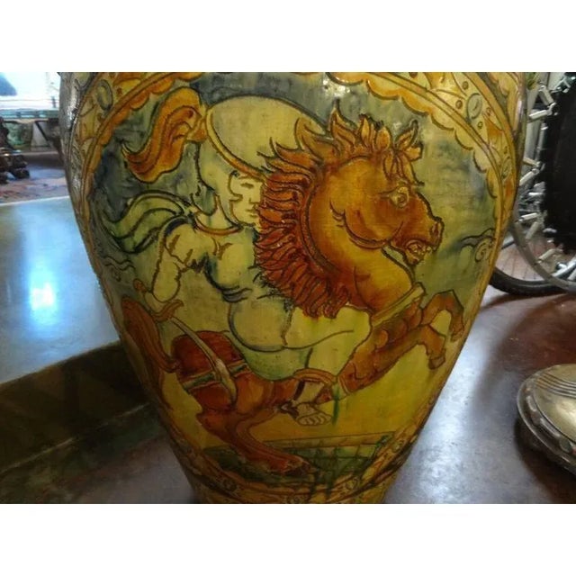 Art Deco Large 1920's Italian Glazed Terracotta Urn For Sale - Image 3 of 11