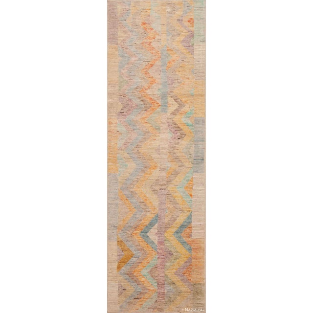 Nazmiyal Collection Rustic Colorful Tribal Geometric Chevron Design Runner Rug For Sale
