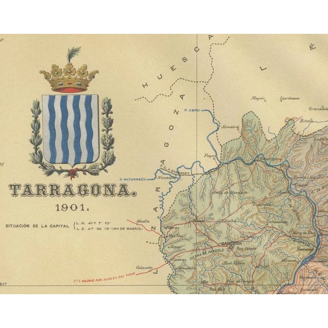 1900 - 1909 Catalonian Cartographic Depiction of Tarragona Province, 1901 For Sale - Image 5 of 10