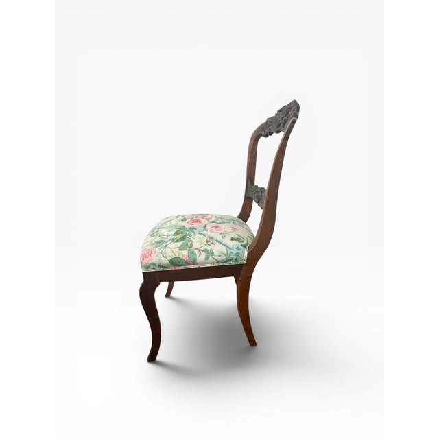 Late 19th Century Antique Louis Philippe Style Accent Chair – Mid to Late 19th Century With Updated Floral Upholstery For Sale - Image 5 of 8