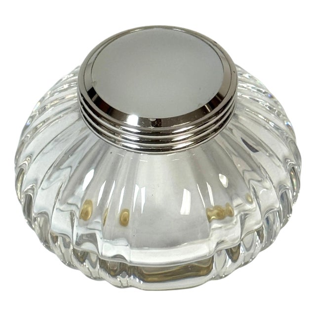 Cartier 'Must de Cartier' Crystal & Silverplate Mellon Inkwell For Sale
