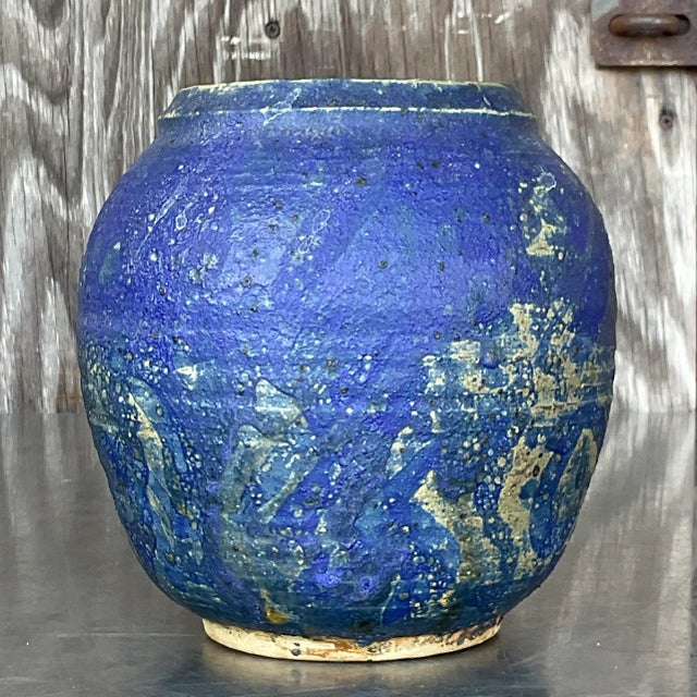 Vintage Boho Signed Studio Pottery Vase For Sale - Image 4 of 5