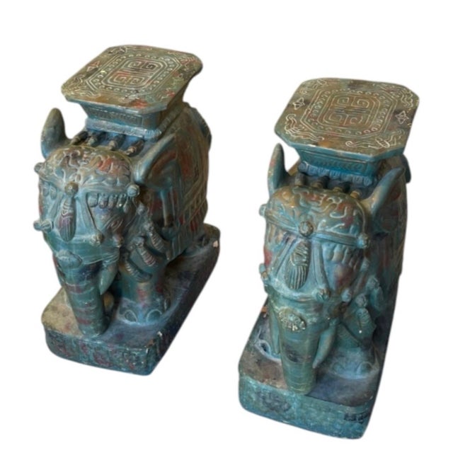Traditional Vintage Ceremonial Elephant Ceramic Garden Seats For Sale - Image 3 of 12