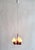 Lovely cherry red 1970s Pine Wood Chandelier from Sweden, made by Aneta, with three elegant frosted glass shades. Newly...