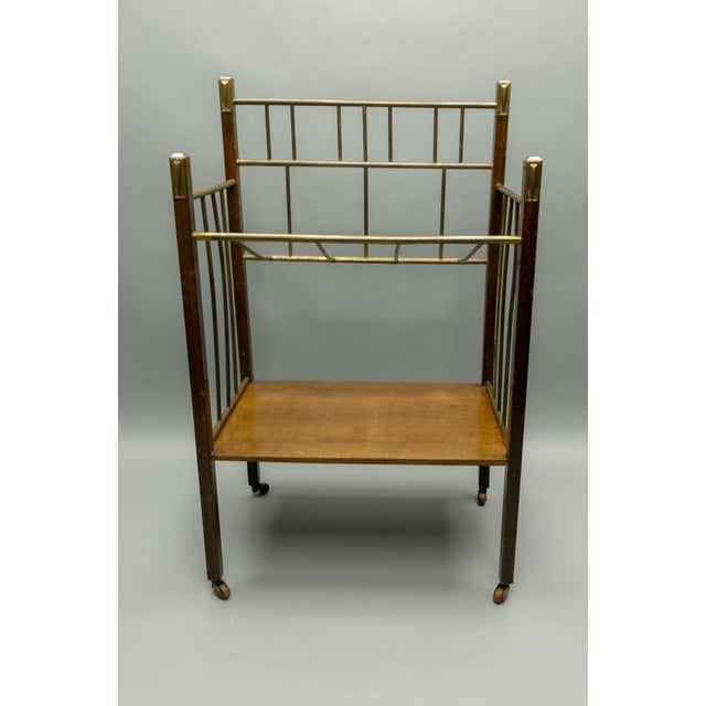 Art Nouveau Brass and Walnut Magazine or Music Stand, Germany, 1920 For Sale - Image 11 of 18