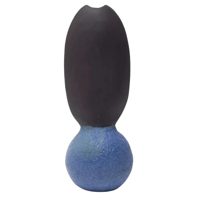 Itera Black and Blue Single Vase by Ia Kutateladze For Sale