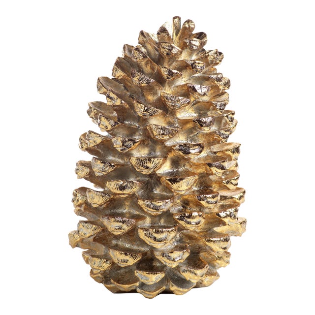 Gold Decorative Pinecone Figurine, Large For Sale