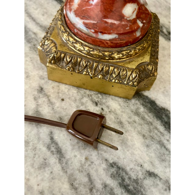 Brick Red Louis XVI / Neoclassical Style Marble Table Lamp For Sale - Image 8 of 8