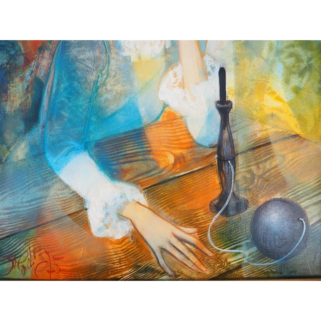 Jean-Baptiste Valadie, Meditation, The Young Girl with the Cup and Ball, 1975, Oil on Canvas For Sale - Image 8 of 11