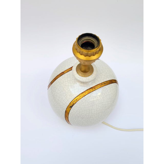 Ceramic White and Gold Ceramic Table Lamp with Crackle Design from Zaccagnini, 1970s For Sale - Image 7 of 10