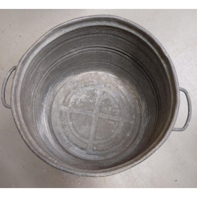 Traditional Vintage Belgian Galvanized Dolly Tub Planter For Sale - Image 3 of 7