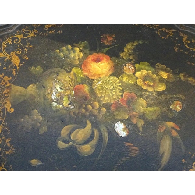 Paper Victorian Papier-Mache Tilt-Top Table For Sale - Image 7 of 7