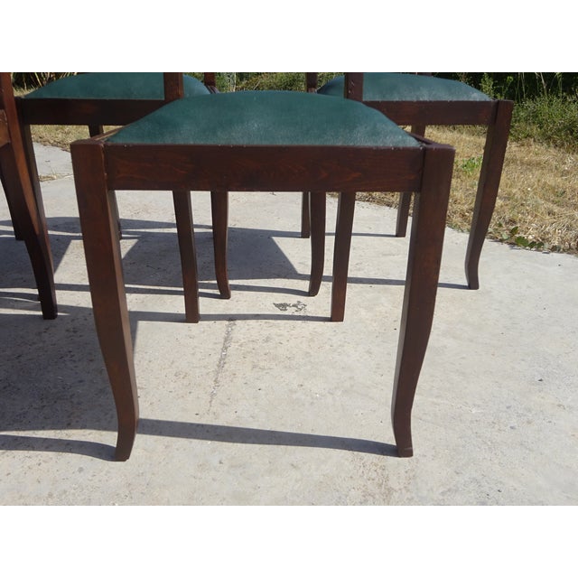 Art Deco Chairs in Wood and Green Faux Leather, 1940s, Set of 6 For Sale - Image 17 of 18