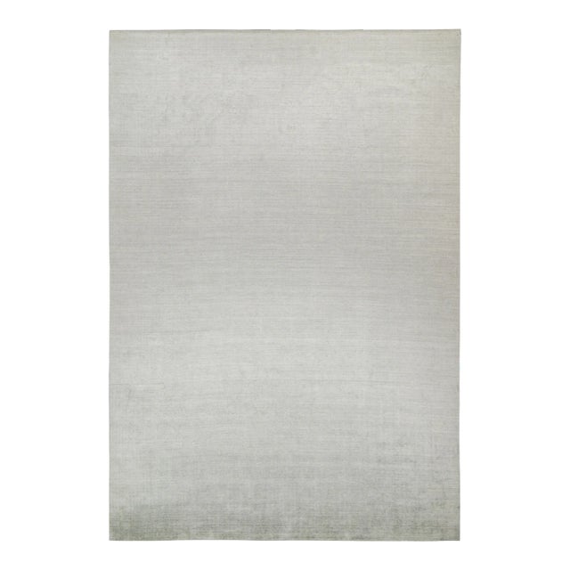 2010s Rug & Kilim’s Plain Modern Rug in Solid Silver-Gray Tone-On-Tone For Sale