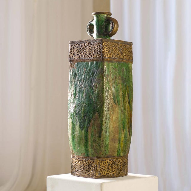 Contemporary Moroccan Tamegroute Green Glazed Vase by Holomua For Sale - Image 3 of 9