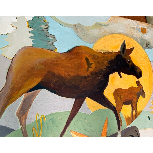 Paint "Moose Morning" a Painting by LWren Walraven For Sale - Image 7 of 10