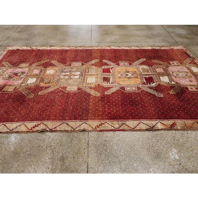 Brick Red Galerie Shabab Collection Mid-20th Century Turkish Anatolian Rug For Sale - Image 8 of 10