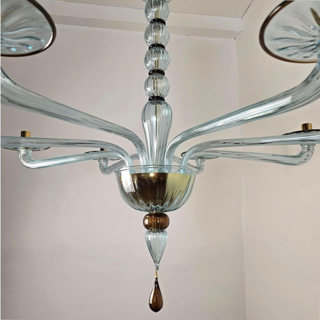 1980s Blue and Brown Murano Glass Chandelier For Sale In Dallas - Image 6 of 12