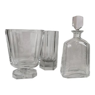 Crystal Glasses and Carafe by Elis Bergh for Kosta, Sweden, 1930s, Set of 3 For Sale