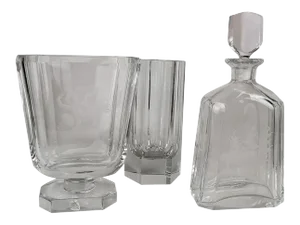 Crystal Glasses and Carafe by Elis Bergh for Kosta, Sweden, 1930s, Set of 3
