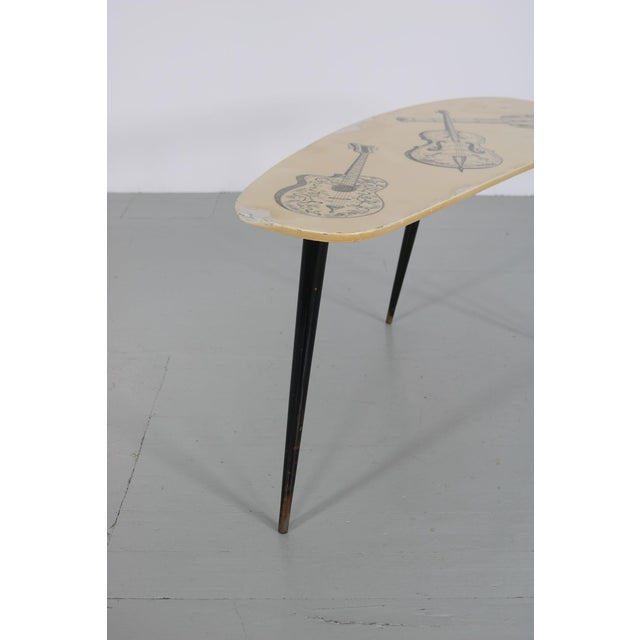 Wood Authentic Italian Side Table with Charming Guitar Motif, 1950s For Sale - Image 7 of 18