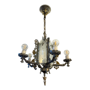 Antique 1920s/1930s Art Deco Three Way Switch Rewired Classic Chandelier
