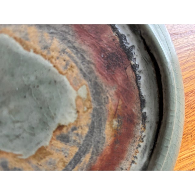 Mid 20th Century Vintage Celadon Green Ceramic Charger Plate - Longquan Style For Sale - Image 5 of 6