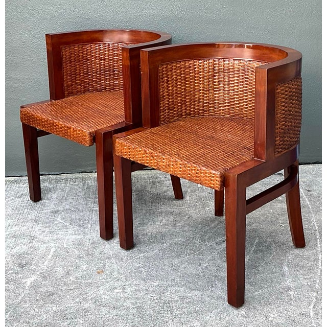 Vintage Ralph Lauren Mahogany Barrel Back Dining Chairs - Set of 2 For Sale - Image 12 of 12