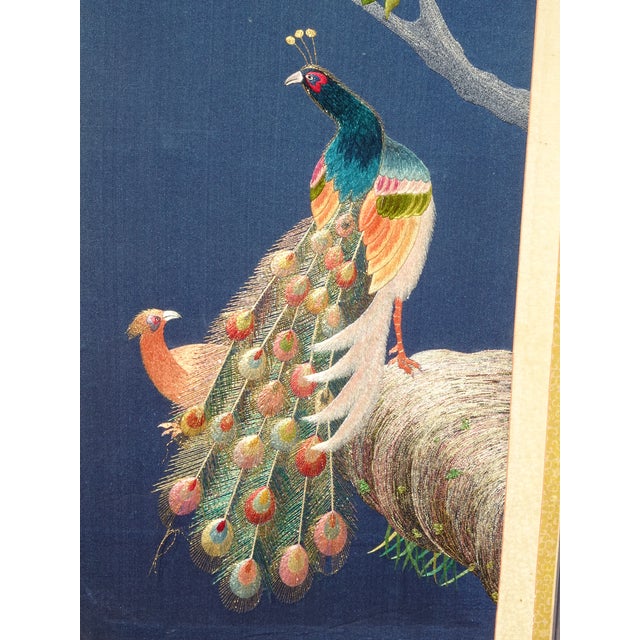 Vintage Oriental Asian Silk Embroidered Eight Panel Screen Room Divider For Sale - Image 15 of 18