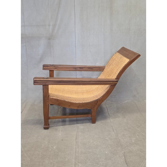 Vintage 1950s Dutch Colonial Teak Lounge Chair With Herringbone Caned Seat For Sale - Image 14 of 17