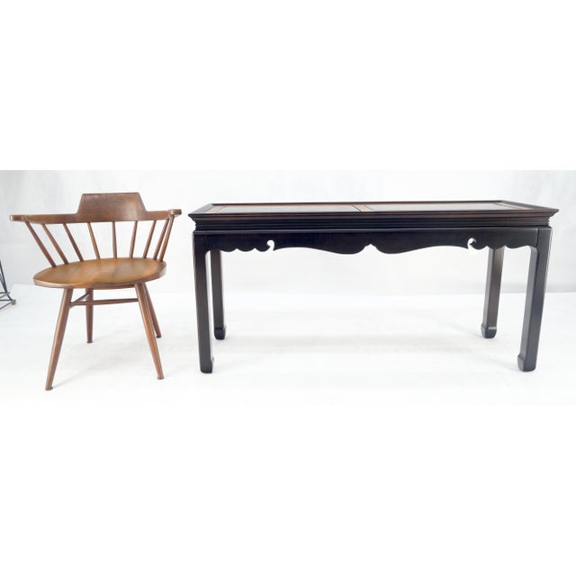 Asian Style Burlwood Top Black Lacquer Tinted Glass Rectangle Sofa Console Table