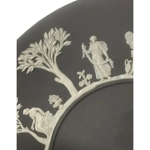 Mid-Century Modern Vintage Black and White Wedgwood Plate With Greek-Roman Relief c.1969 For Sale - Image 3 of 4