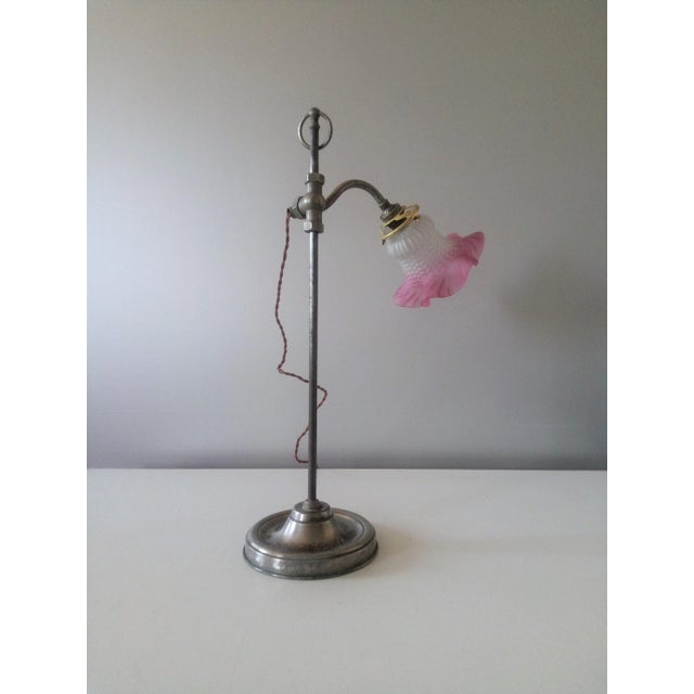 Pink Antique Desk Lamp, 1940 For Sale - Image 8 of 9
