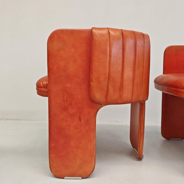 Leather Dinette Tub Chairs by Luigi Massoni for Poltrona Frau, 1970s, Set of 2 For Sale - Image 10 of 18