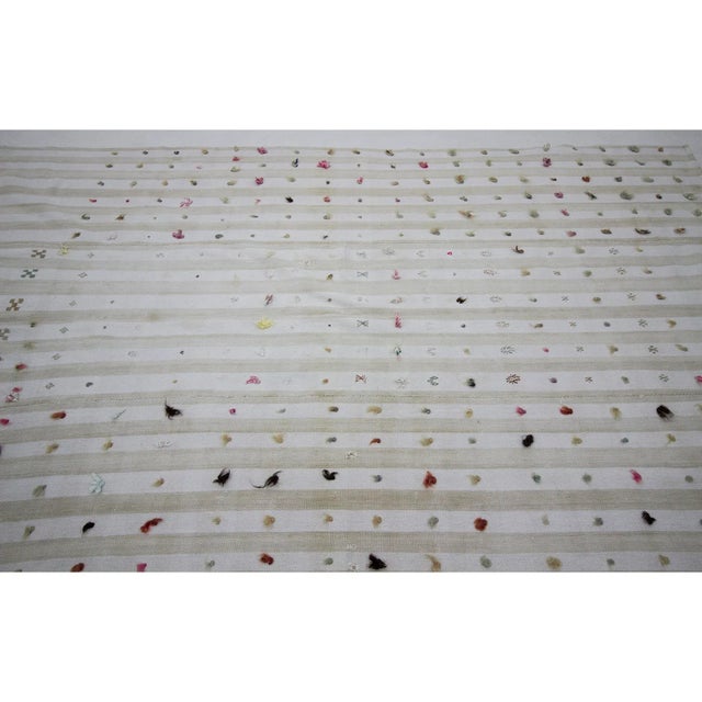 Contemporary Vintage Turkish Striped Cotton Kilim Rug - 5′3″ × 8′10″ For Sale - Image 3 of 7