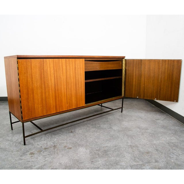 Brown Mid Century Modern Credenza Sideboard Paul McCobb Irwin Calvin Mahogany Brass For Sale - Image 8 of 12