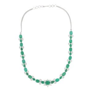 17.5 Carat Emerald and Diamond Choker Necklace in 18k White Gold