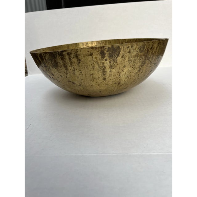 Asian Hammered Brass Greek Key Bowl For Sale - Image 6 of 8