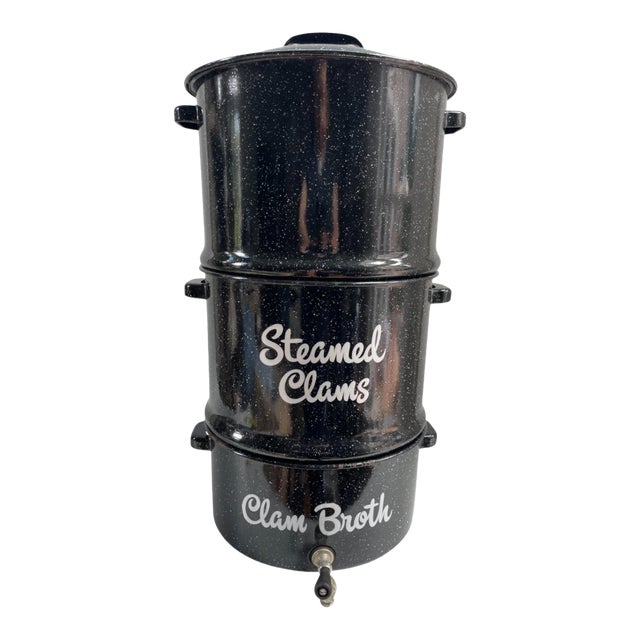 Mid-Century Enamelware Multi-Pot Steamer for Clambake and Lobsters For Sale