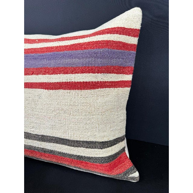 Contemporary Turkish Hemp Pillow Cushion Natural Beige Red Cushion Cover 20x20 For Sale - Image 3 of 4