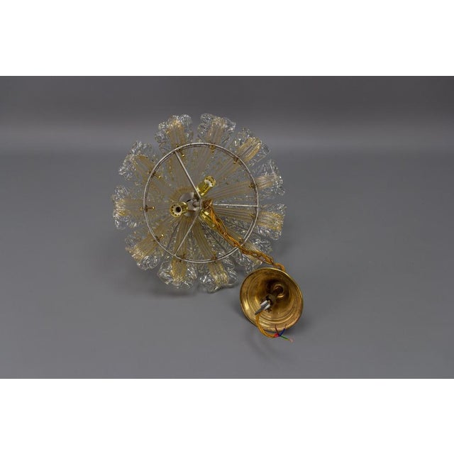 Mid-Century Italian Murano Glass Gold Inclusion Foliage Pendant Light, 1950s For Sale - Image 17 of 18