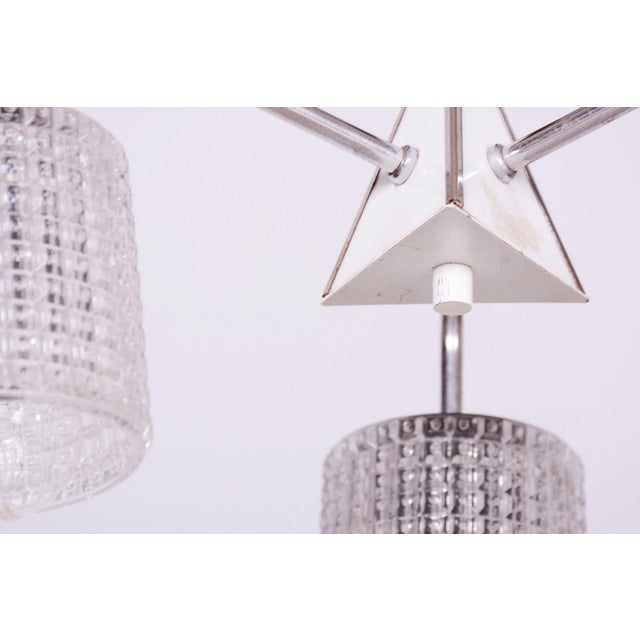 Mid-Century Chandelier in Chrome and Opaline Glass from Drukov, Czech, 1970s For Sale - Image 4 of 9