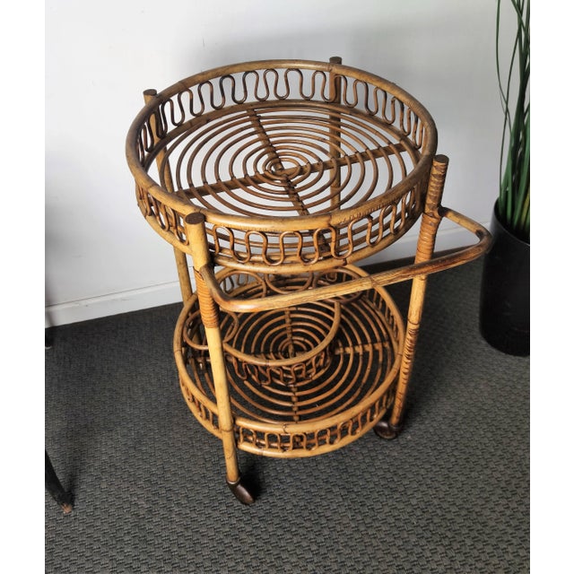 Beautiful 1960s Italian Mid-Century Modern serving bar cart trolley probably by the Italian Vittorio Bonacina featuring...